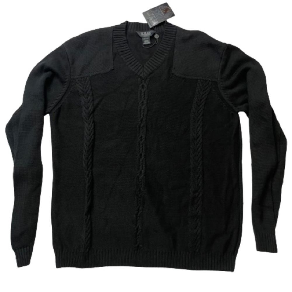 MG Black Label Long Sleeve Pullover Black V Neck Sweater Mens Size XL